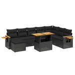 vidaXL Salon de jardin 9 Pièces avec coussins noir résine tressée