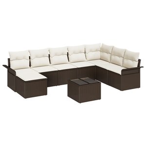 Ensemble de 8 Pièces Canapé de Jardin avec Coussins Gris