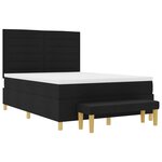 vidaXL Lit à Sommier avec Matelas & Banc Noir 140x200 cm Tissu
