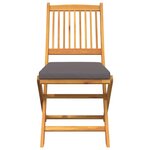 Chaises de jardin pliantes vidaXL avec coussin gris 8Pièces en bois d'acacia massif