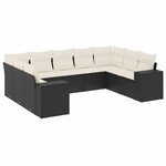 vidaXL Salon de jardin 9 Pièces avec coussins noir résine tressée