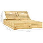 vidaXL Chaise longue double et coussins bleu Bois de pin imprégné