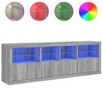 vidaXL Buffet avec lumières LED sonoma gris 202x37x67 cm