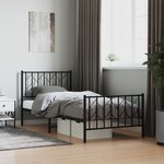 vidaXL Cadre de lit métal sans matelas avec pied de lit noir 90x200 cm