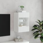 vidaXL Meuble TV mural avec lumières LED blanc 40x30x60 5 cm