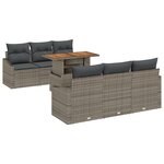vidaXL Ensemble de canapé de jardin de 7 pièces avec coussins gris