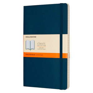 Carnet piqué moleskine souple bleu 13 x 21 cm - ivoire ligné - 192 pages - bleu nuit