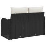 Canapé de jardin 2 places vidaXL avec coussins en poly rattan noir