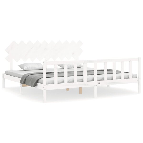 vidaXL Cadre de lit sans matelas blanc 200x200 cm bois massif de pin