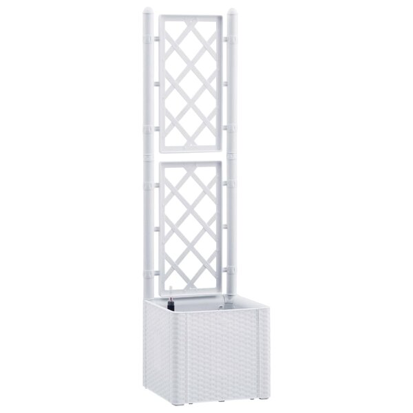 vidaXL Lit surélevé de jardin et treillis et système d'arrosage Blanc