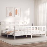 vidaXL Cadre de lit sans matelas blanc 200x200 cm bois massif de pin