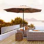 Parasol en métal rond polyester 180g/m² manivelle inclinable Ø 3 x 2 45 m chocolat