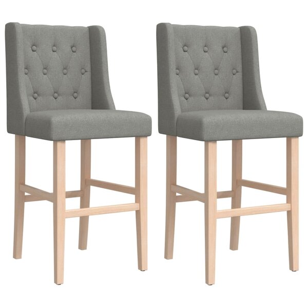vidaXL Chaises de bar lot de 2 bois massif d'hévéa et tissu