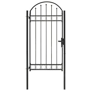 vidaXL Portail de jardin avec dessus arqué Acier 100x250 cm Noir