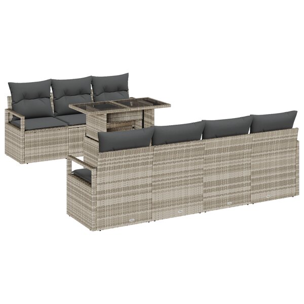 Ensemble de Canapé de Jardin vidaXL 8 Pièces avec Coussins Gris Clair Poly Rattan