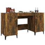 Bureau table poste de travail meuble d'ordinateur informatique étude chêne fumé 140 x 50 x 75 cm bois d'ingénierie brun 02_0023580