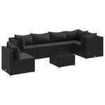 vidaXL Salon de jardin 7 Pièces avec coussins Noir Résine tressée