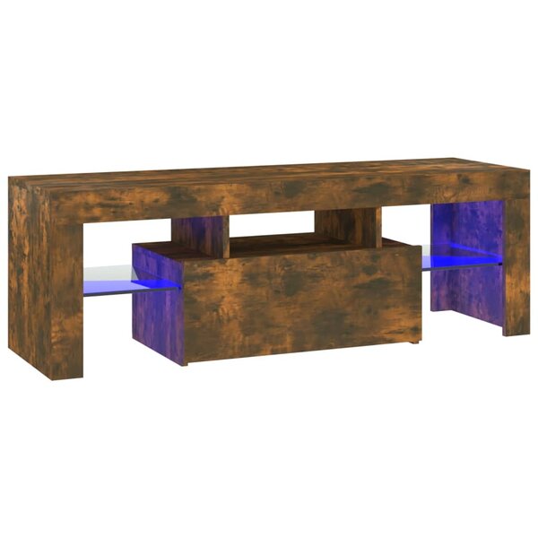 vidaXL Meuble TV avec lumières LED chêne fumé 120x35x40 cm