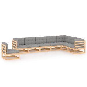 Salon de jardin meuble d'extérieur ensemble de mobilier 8 pièces avec coussins bois de pin massif 02_0017510