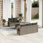 vidaXL Salon de jardin 6 Pièces avec coussins gris résine tressée