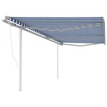 vidaXL Auvent automatique rétractable et poteaux 6x3 5 m Bleu et blanc