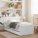 vidaXL Cadre de lit avec tiroirs sans matelas blanc 100x200 cm