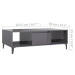 vidaXL Table basse gris brillant 103 5x60x35 cm bois d'ingénierie