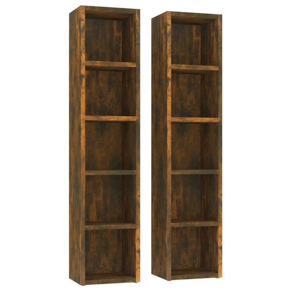 vidaXL Armoires à CD 2 Pièces Chêne fumé 21x16x93 5 cm Bois d'ingénierie