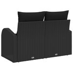vidaXL Canapé de jardin 2 places avec rangement & coussins noirs en poly rotin
