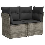vidaXL Salon de jardin avec coussins 7 Pièces gris résine tressée
