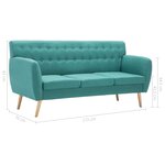 vidaXL Canapé à 3 places revêtement en tissu 172x70x82 cm vert