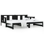 vidaXL Lit coulissant sans matelas noir bois de pin massif