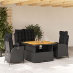 vidaXL Ensemble à manger de jardin 4 Pièces avec coussins noir