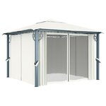 vidaXL Tonnelle avec rideau 300x300 cm Crème Aluminium