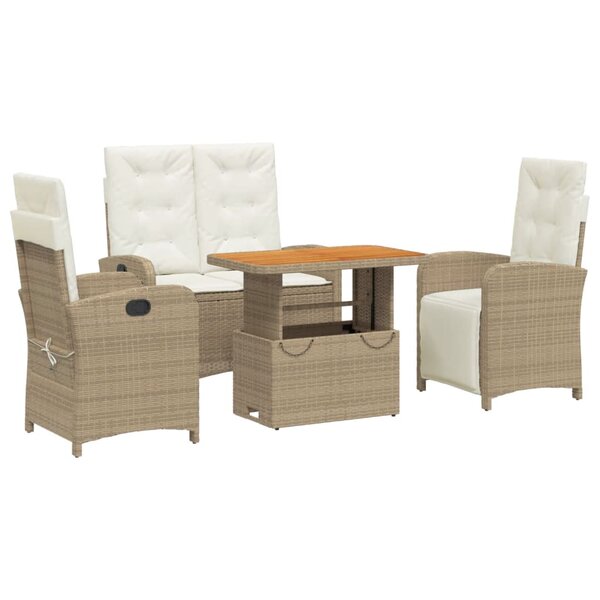 vidaXL Ensemble à manger de jardin coussins 4 Pièces beige résine tressée