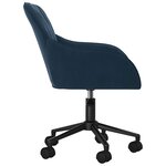 Chaise fauteuil siège pivotante de bureau informatique étude velours bleu 02_0024092