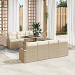 Ensemble de Canapés de Jardin 8 Pièces avec Coussins Beige Rotin Poly vidaXL