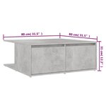 vidaXL Table basse Gris béton 80x80x31 cm Aggloméré