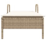vidaXL Chaise longue avec roues et coussin beige résine tressée