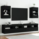 vidaXL Meubles TV muraux avec lumières LED 2 Pièces noir 40x30x60 5 cm