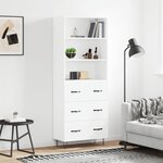 vidaXL Buffet haut Blanc 69 5x34x180 cm Bois d'ingénierie