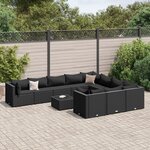 vidaXL Salon de jardin 11 Pièces avec coussins noir résine tressée