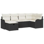 Ensemble de canapé de jardin 6 pièces avec coussins noir poly rattan