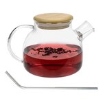Théière en verre et bambou 1 L + 4 pailles en inox