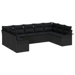 Ensemble de 9 Pièces de Canapé avec Coussins Noir Poly Rattan
