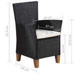 vidaXL Ensemble à manger d'extérieur 7 Pièces Résine tressée Noir marron