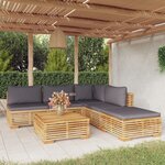 vidaXL Salon de jardin 6 Pièces avec coussins Bois de teck solide