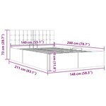 vidaXL Cadre de lit à rangement hydraulique sans matelas 140x200 cm