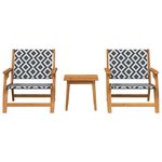 Chaises de jardin vidaXL avec table 3 Pièces Noir et Blanc en acacia massif
