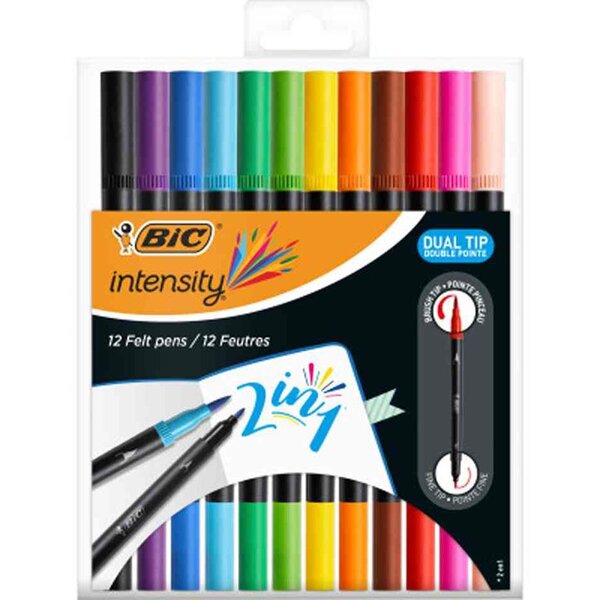 BIC Feutre DUAL BRUSH  2en1  étui de 12  couleurs assorties BIC